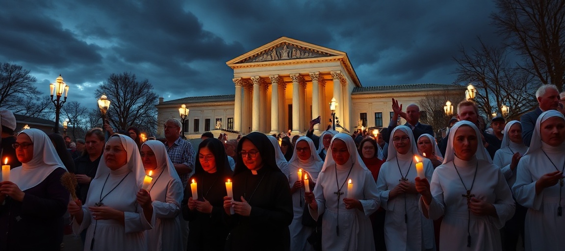 Procesja katolicka przed Sądem Najwyższym USA protestująca przeciwko decyzji legalizującej tabletki aborcyjne