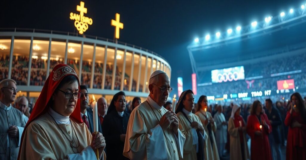 Sobótni protest katolików przed stadionem San Siro podczas Olimpijskiego otwarcia
