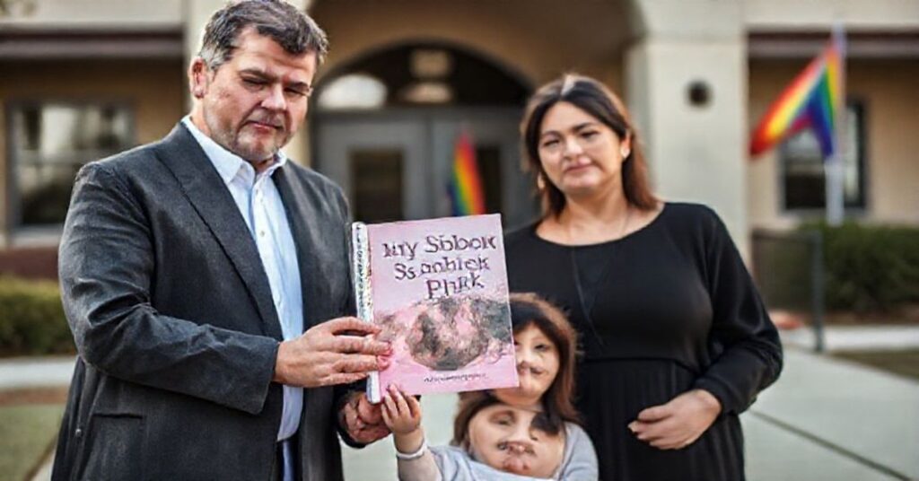 Rodzina katolicka przed szkołą w Encinitas protestuje przeciw nauczaniu ideologii gender