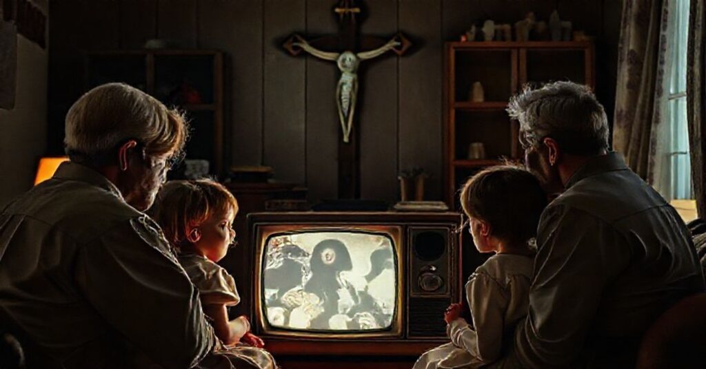 Stara katolicka rodzina zaniepokojona treścią z Netflixa na ekranie telewizora