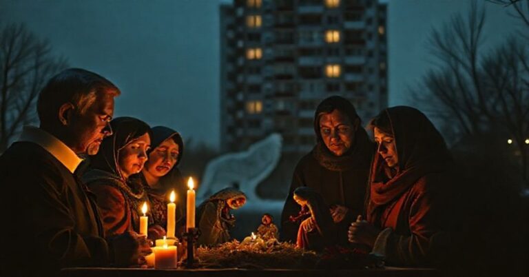 Rodzina katolicka w czasie wigilii w atmosferze smutku i kulturowej dekadencji