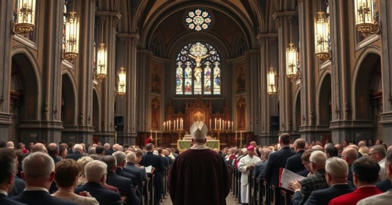 Katolicka katedra z tradycyjnym uroczystym rytu sakry biskupa w perspectywie sedewakantystów.