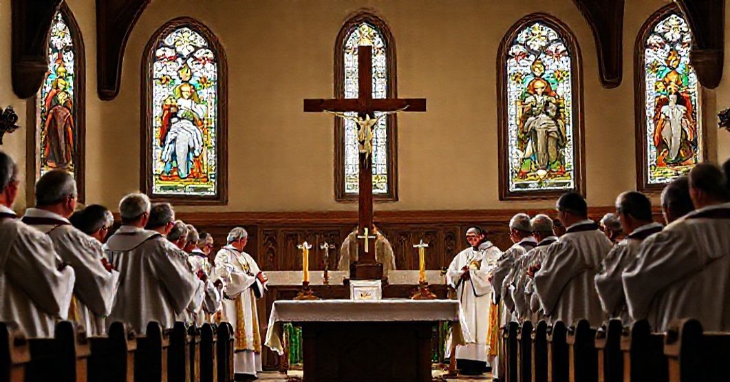 Uroczystość katolicka w tradycyjnym kościele, symbolizująca prawdziwą świętość w Kościele