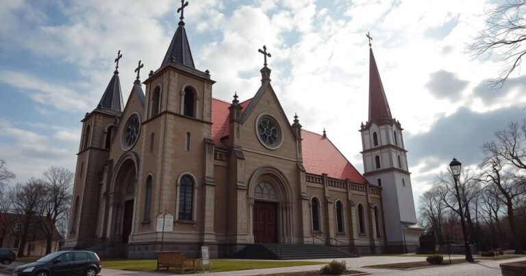 Zdjęcie wiernych modlących się w tradycyjnym katolickim kościele przy ołtarzu z obrazem Matki Bożej, oddające powagę i duchową głębię.