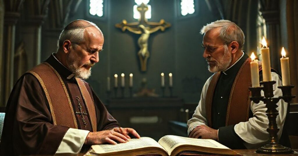 Scena tradycyjnego katolickiego dyskursu teologicznego w kościele gotyckim