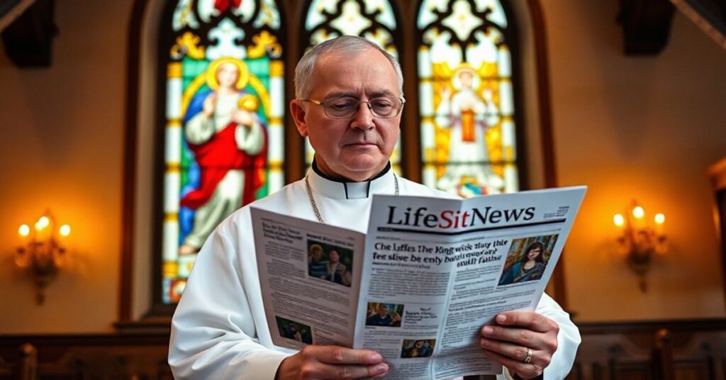 Katolicki ksiądz z troską czyta informacje o badaniu zaufania do instytucji publicznych zdrowia w Kanadzie.