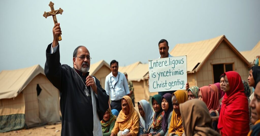 Katolicki misjonarz w Bangladeszu głosi prawdę o konwersji do Chrystusa przed obozem uchodźców Rohingya.