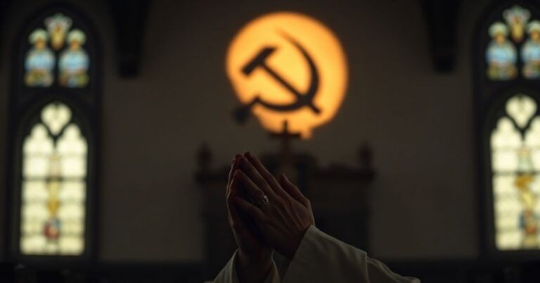 Pogląd katolicki na dokument "Wielki Szef" o Leopoldzie Trepperze – kapłan modlący się w kościele.