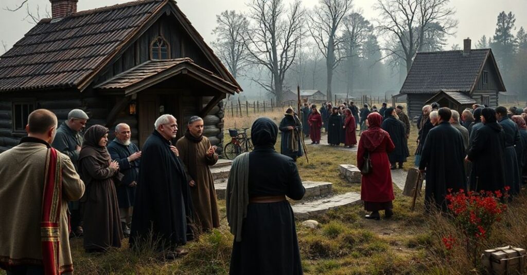 Scena przedstawiająca konflikt między tożsamością narodową a pierwotnymi zasadami katolickimi w kontekście migracji