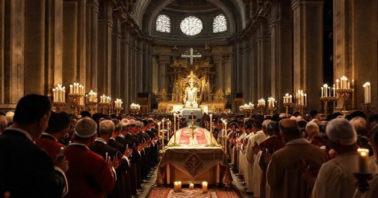 Tradycyjny katolicki pogrzeb papieża w bazylice Santa Maria Maggiore