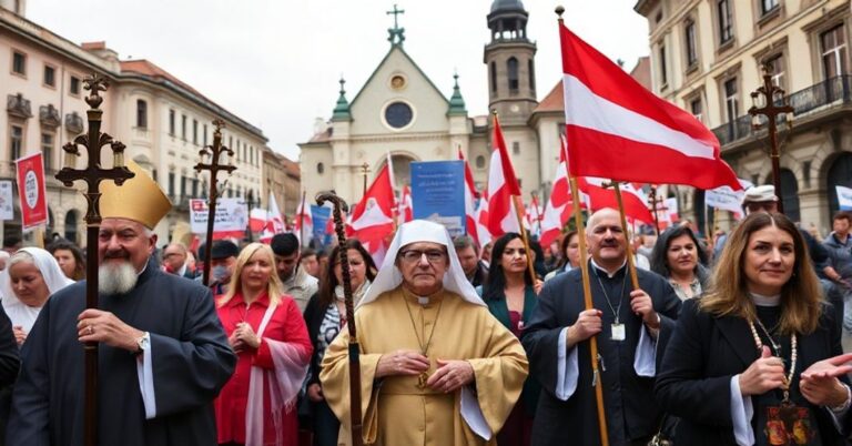 Procesja katolicka w obronie małżeństwa przed rządem wprowadzającym małżeństwa dla sodomitów