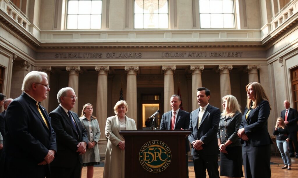 Grupa katolickich intelektualistów na uroczystości jubileuszowych EPPC w National Building Museum w Waszyngtonie