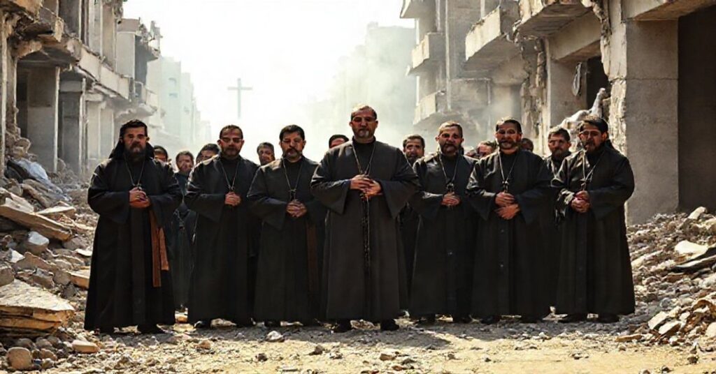 Katoliccy misjonarze i duchowni modlący się w zniszczonej Gazie w obliczu eksterminacji chrześcijan