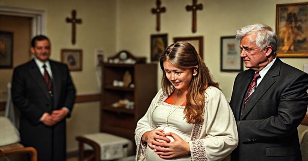 Katolicka wolontariuszka w tradycyjnym habitacie pomaga ciężarnej w ośrodku pro-life w New Jersey, atakowanym przez demokrackiego prokuratora Matthew Platkina.