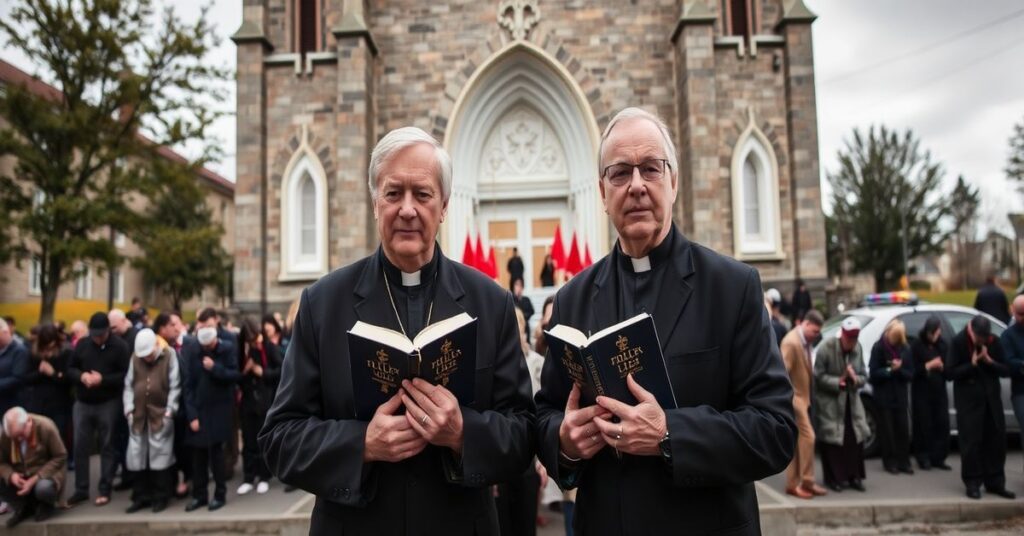 Grupa katolików modli się w kościele przed groźbą ustawy C-9 w Kanadzie.