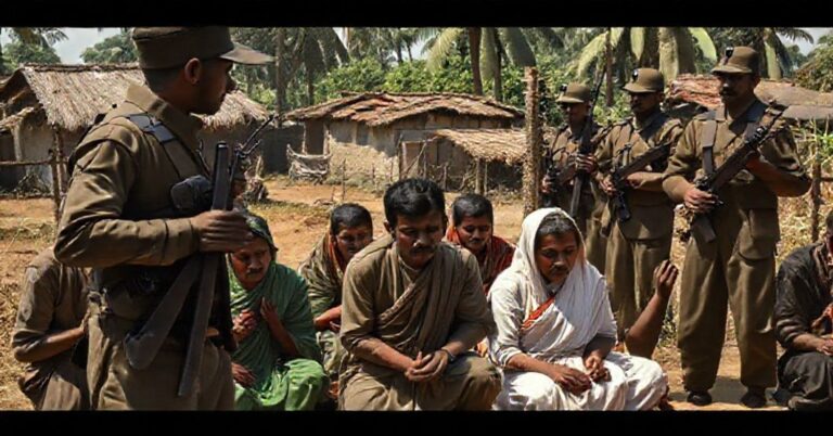 Grupa katolików syromalabarskich modląca się przed wioską w stanie Chhattisgarh w Indiach, gdzie są odrzucani przez hinduistycznych nacjonalistów.