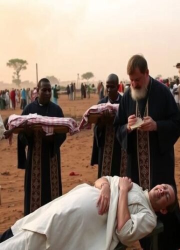 Kapłani katolicki udzielają sakramentów w Sudanie Południowym Scena konfliktu w Abiemnom w Sudanie Południowym z kapłanami katolickimi udzielającymi ostatnich sakramentów rannym i zmarłym.
