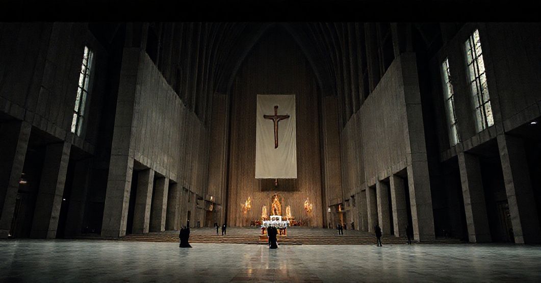 Pustka i apostazja w katowickiej archikatedrze Chrystusa Króla, symbolizująca nowoczesne odrzucenie prawdziwego Królestwa Chrystusa