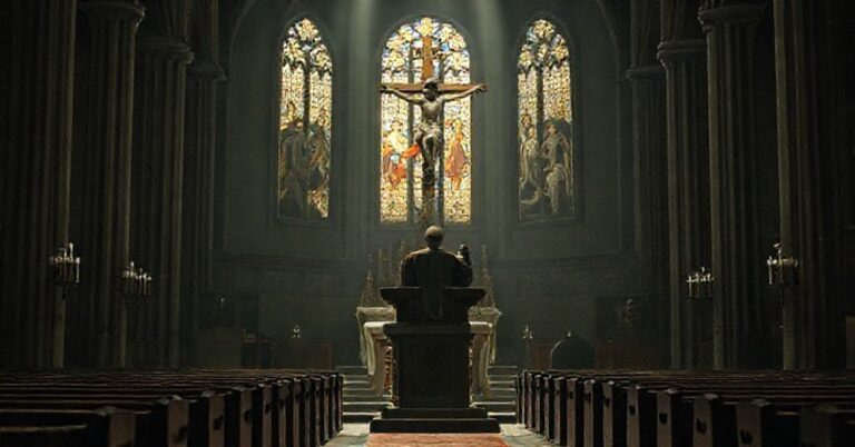 Wnętrze katowickiej archikatedry Chrystusa Króla podczas kontrowersyjnej homilii Andrzeja Przybylskiego