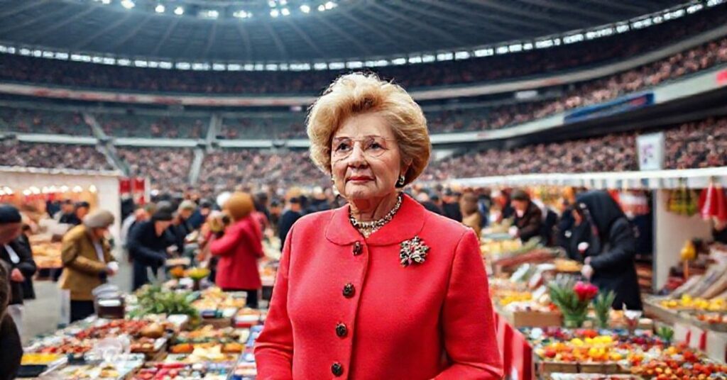 Marta Nawrocka na Stadionie Narodowym podczas Międzynarodowego Kiermaszu Dobroczynnego SHOM