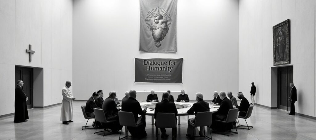 Fotografia planowanego klasztoru Ambrozjańskiego w Mediolaniu - modernistyczny projekt bez katolickiego ducha