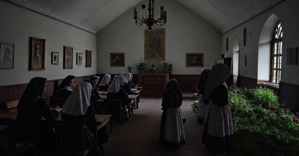 Scena w klasztorze Siostry Najdroższej Krwi w Aarle-Rixtel gdzie misja zbawienia dusz zastąpiona została przez humanitarne przedsięwzięcie dla uchodźców z Ukrainy.