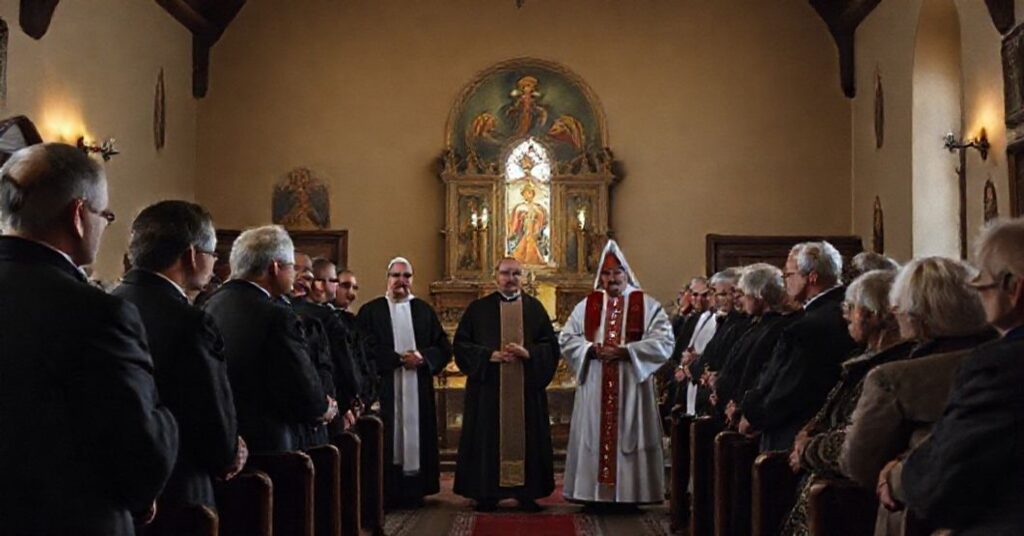 Młodzi klerycy z nowoczesnego seminarium w Radomiu spotykają się z parafianami w Wierzbicy w tej wspaniałej tradycyjnej katolickiej świątyni