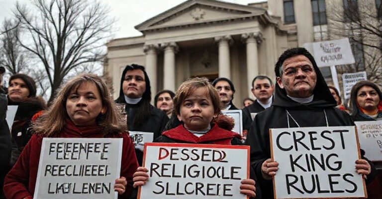 Scena przed sądem w Kolorado, gdzie katolickie przedszkola są wyłączane z programów państwowych z powodu wierności nauce moralnej.