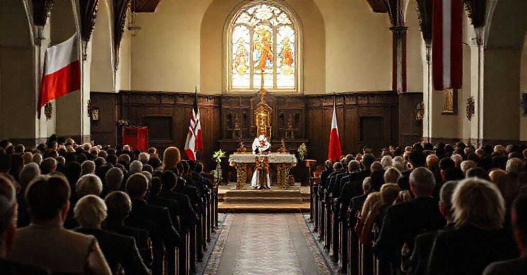Scena w kościele w Jabłonkowie podczas koncertu organizowanego przez IPN z okazji Święta Niepodległości