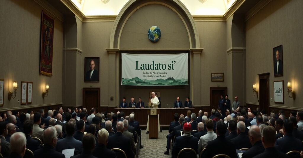 Wnętrze konferencji w Borgo Laudato si' w Castel Gandolfo z udziałem ponad 60 przedstawicieli uniwersytetów i organizacji międzynarodowych podczas dyskusji na temat ekologii integralnej