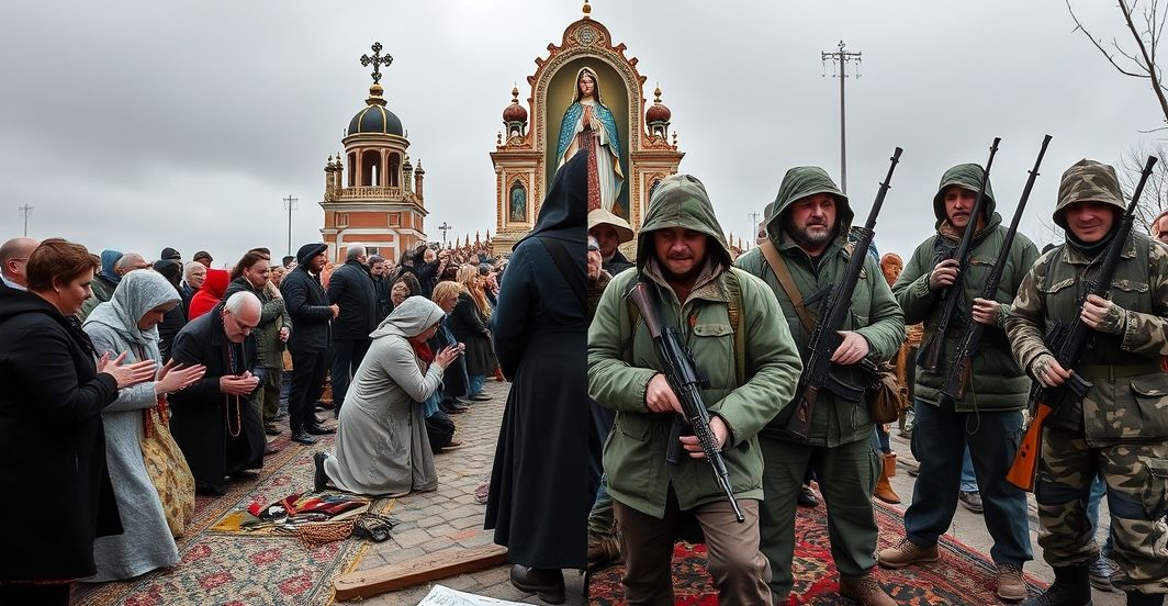 Tradycyjna pielgrzymka katolicka na Jasnej Górze w kontrastowi z myśliwskimi - zdjęcie ilustrujące konflikt między autentyczną pobożnością a naturalistycznym podejściem do natury