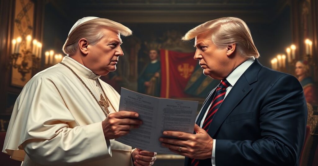 Portret Donalda Trumpa i 'Papieża' Leona XIV w konflikcie o prymat polityki nad duchowością