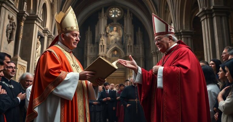 Sedevacantysta ksiądz w stroju liturgicznym konfrontuje nowoczesnego fałszywego biskupa w Rzymie