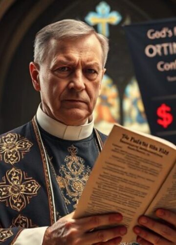 Handel duchowym strachem: sekta posoborowa i fałszywe objawienia Fatimy Tradycyjny katolicki ksiądz w prekoncyliarnych ornatach w gotyckim kościele przy trzymaniu wstrząśniętego przez postulat Fatimy