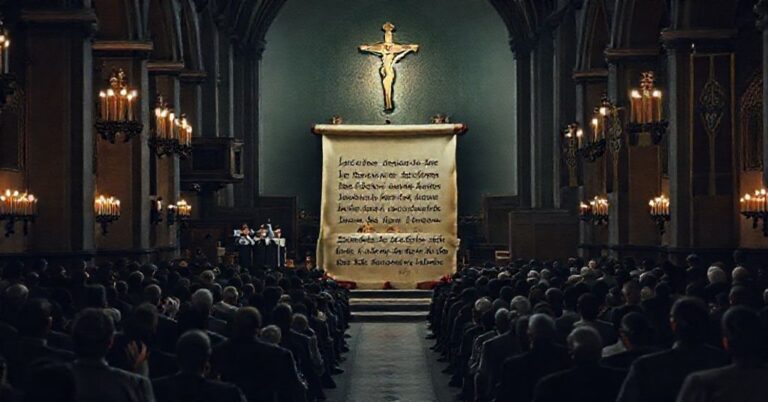 Tradycyjny wnętrze kościoła z mszy świętej, kontrastujące z wspomnianymi w artykule nowoczesnymi zabiegami liturgicznymi