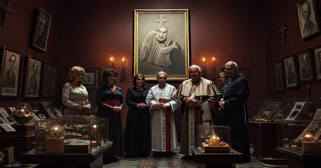 Scena katolicka przedstawiająca kontrowersyjne otwarcie muzeum Karola Wojtyły w Rzymie z udziałem Giorgii Meloni i kardynała Stanisława Dziwisza