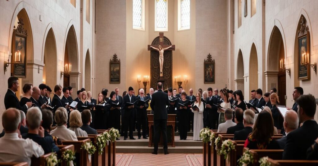 Sanktuarium na Swietym Krzyzu w Nowej Slupi podczas kontrowersyjnego konkursu pieśni pasyjnej.