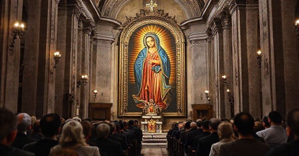 Wizerunek Matki Bożej z Guadalupe w kościele św. Witalisa w Rzymie. Dubious 16th-century artwork by Jesuit Giovanni Battista Fiammeri.