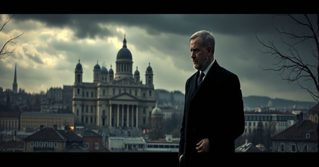 Obraz przedstawiający upadek moralny miasta Częstochowy przez socjalistycznego polityka przyjmującego łapówki.