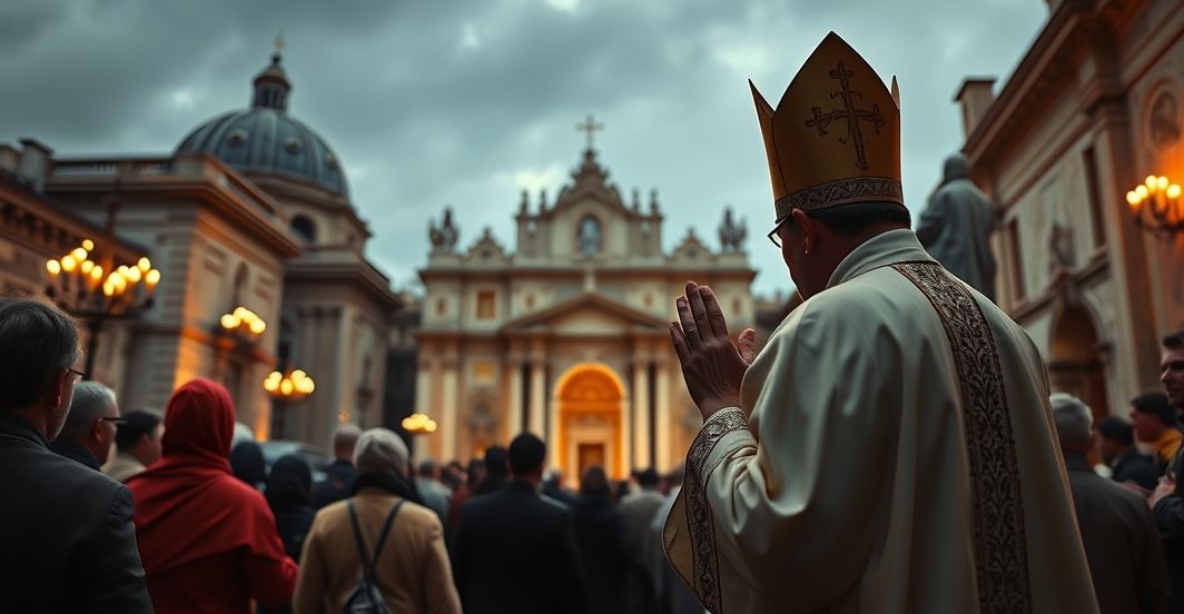 Religijna scena męczeństwa i modlitwy w sanktuarium w Pakistanie Rewersyjny obraz katolickiego kapłana modlącego się przy sanktuarium maryjnym, ukazujący wiarę i męczeństwo w Pakistanie