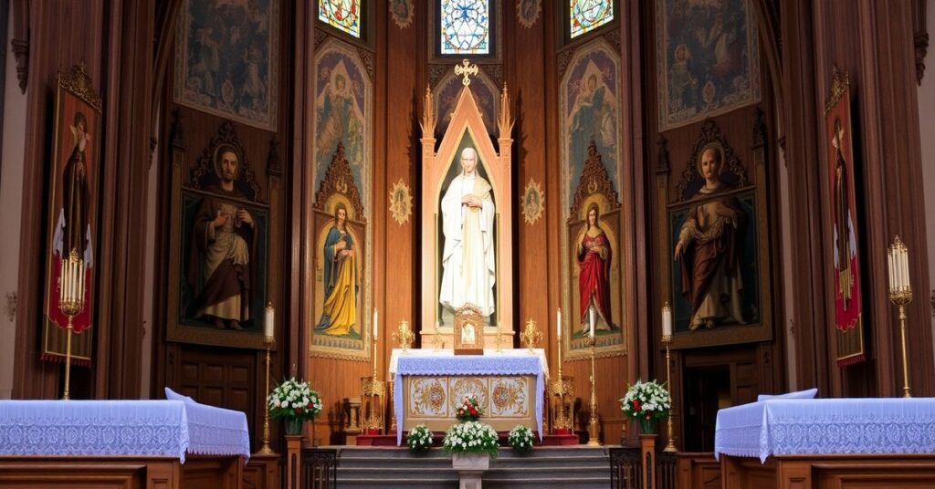 Kpt. Karol Cierpica modli się przed krzyżem w Afganistanie, obok amerykański żołnierz Michael Ollis