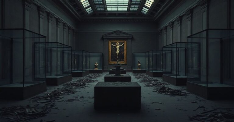 Zniszczenie Galerii Apollina w Luwrze po kradzieży dziewięciu cennych artefaktów.