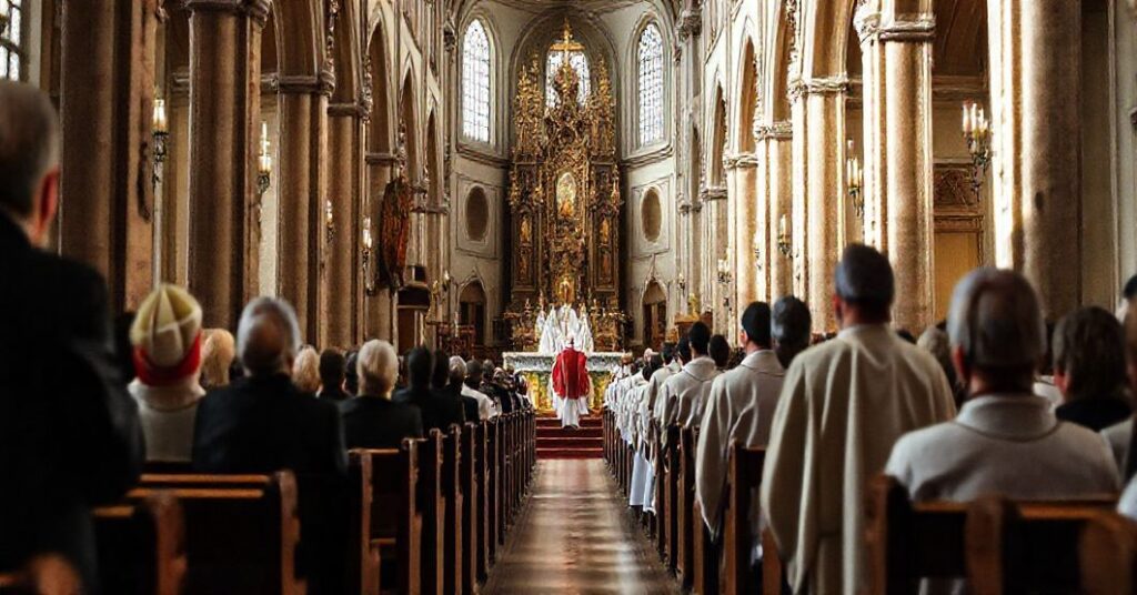 Cerkiew katolicka w Krakowie podczas Mszy dziękczynnej z udziałem abpa Marka Jędraszewskiego