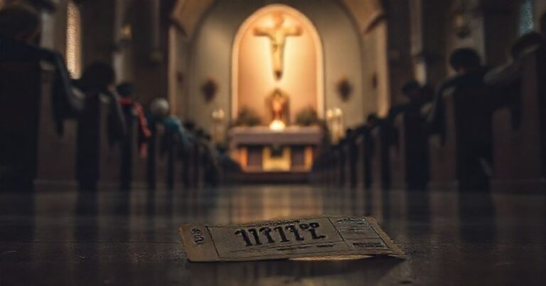 Sobór katolicki z ołtarzem i krzyżem, symbolizujący odrzucenie świeckich rozrywek na rzecz wiary