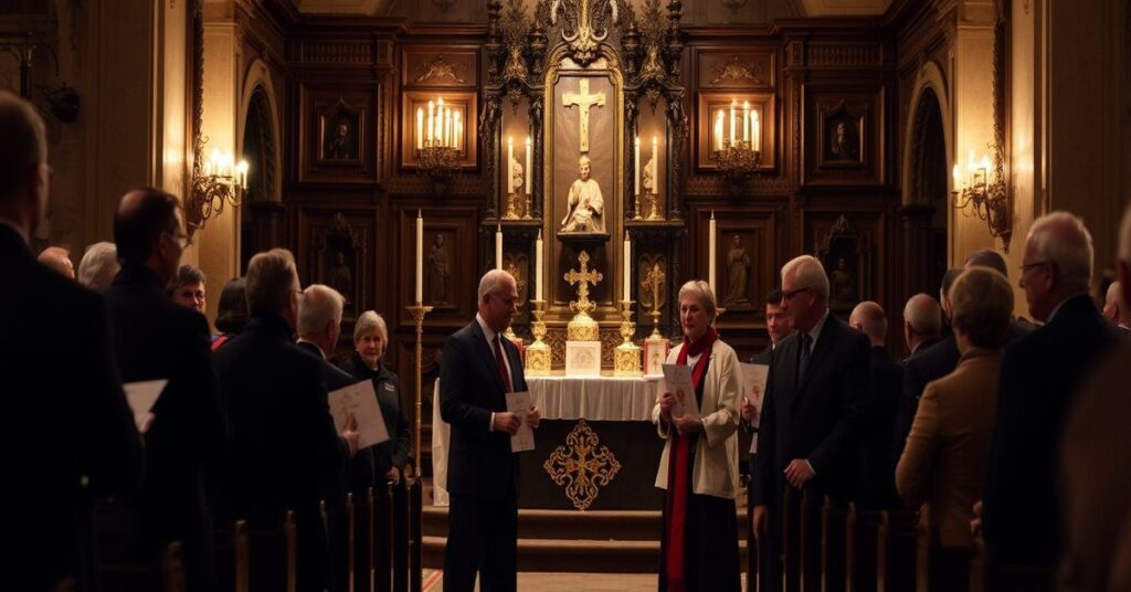 Uroczystość wręczenia nagród "Przyjaciel Życia" w tradycyjnym katolickim otoczeniu.