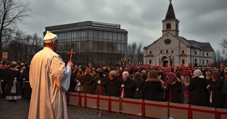 Zdjęcie przedstawiające krytykę akcji "Paczuszka dla maluszka" z katolickiego punktu widzenia, ukazujące brak duchowego wymiaru w pomocy materialnej.