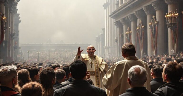 Serdeczny obraz krytykujący mistyfikację 'Leona XIV' w kontekście katolickim