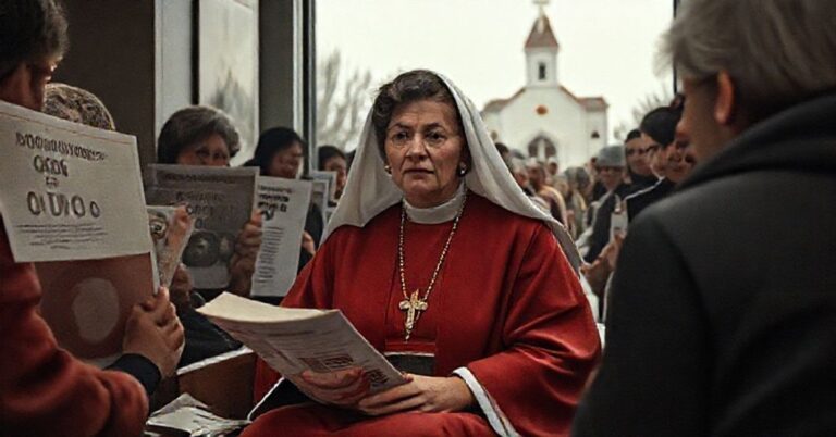 Zdjęcie przedstawia kontrowersyjny proces beatyfikacyjny Ruth Pakaluk, ukazując krytyczną perspektywę sedewakantystów wobec nowoczesnych zaburzeń w Kościele.