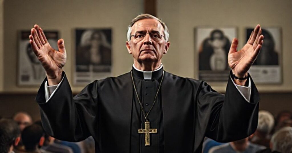 Ksiądz w tradycyjnych szatach kapłańskich ostrzega przed psychoterapią zastępującą sakrament pokuty