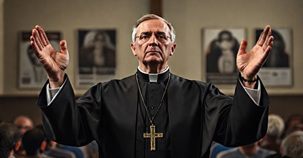 Ksiądz w tradycyjnych szatach kapłańskich ostrzega przed psychoterapią zastępującą sakrament pokuty